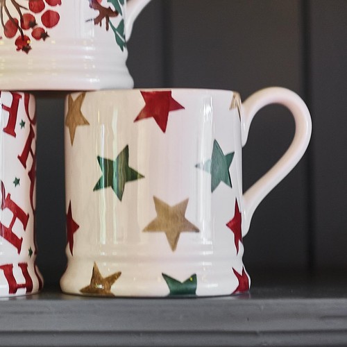 Emma Bridgewater Red, Green and Gold Stars 1/2 Pint Mug