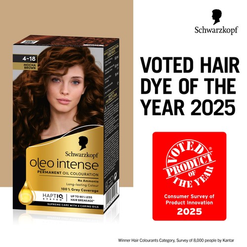 Schwarzkopf Oleo Intense Permanent Hair Colour with HAPTIQ Mocha Brown 4-18