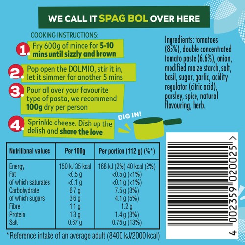 Dolmio Bolognese Low Fat Pasta Sauce