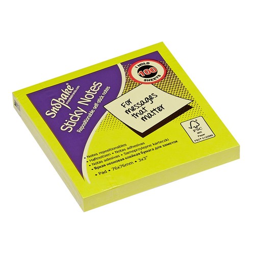 Snopake Neon Sticky Notes 3"x3" 600 Sheets