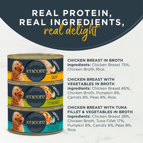 Encore Natural Wet Dog Food Multipack Chicken Selection Tins in Broth