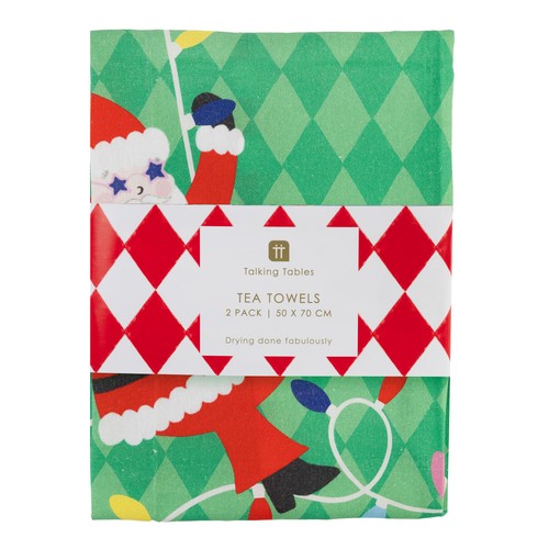 Talking Tables Fun Guy Santa Tea Towel 