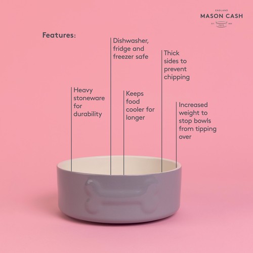 Mason Cash Colour Mix Grey Dog Bowl 20cm