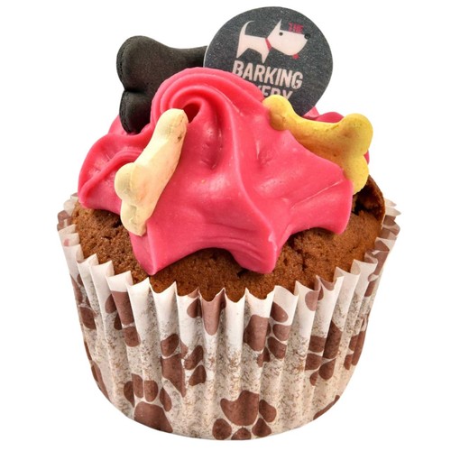 The Barking Bakery Woofin Dog Treat Muffin, Vanilla, Pink Yogurt Icing