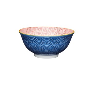 Mikasa Blue Arc Pattern Ceramic Bowl, 16cm