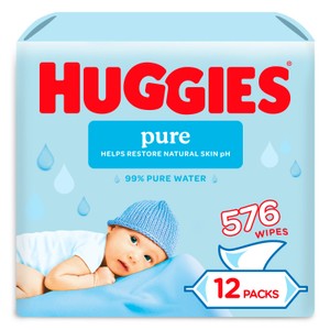 Huggies Pure 0% Plastic Baby Wipes 12x48 576 Wipes