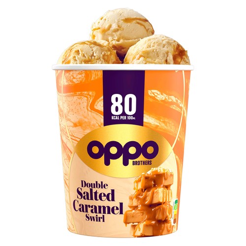 Oppo Double Salted Caramel Swirl Low Calorie Ice Cream Tub