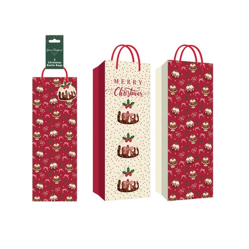 Christmas Puddings Bottle Bags