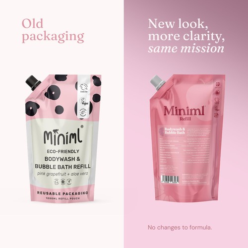 Miniml Bodywash & Bubble Bath Refill Pink Grapefruit & Aloe Vera