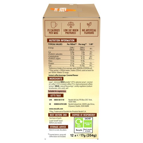 Nescafe Caramel Latte Instant Coffee 12 sachets