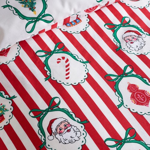 Catherine Lansfield Christmas Vintage Stripe King Duvet Set
