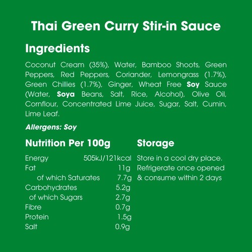 Bay's Kitchen Thai Green Curry Low Fodmap Stir-in Sauce