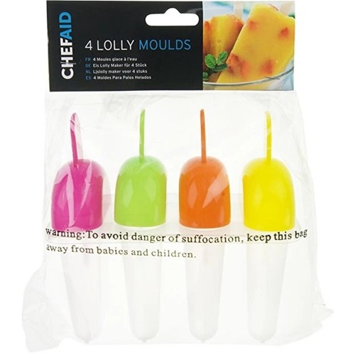 Chef Aid Lolly Moulds, Pack Of 4
