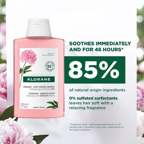 Klorane Soothing Shampoo with Organic Peony for Sensitive Scalps
