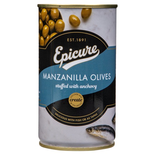 Epicure  Manzanilla Stuffed Olives with Anchovy MSG FREE