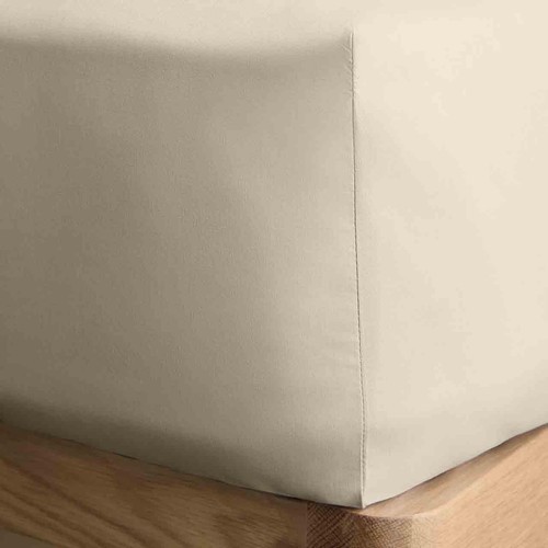 M&S Cotton Rich Fitted Sheet, King Size, Light Cream