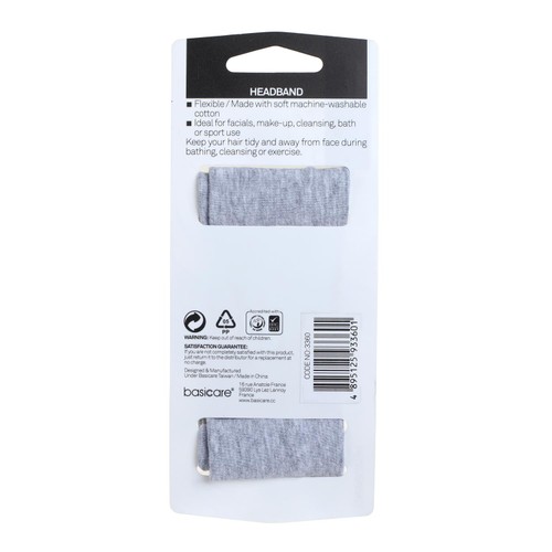 Basicare Grey Cotton Headband, super stretchy, one size fits all