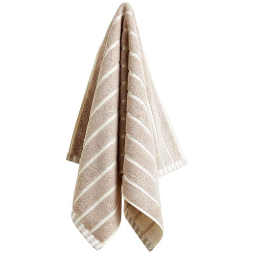 M&S Pure Cotton Carved Stripe Bath Sheet, Natural