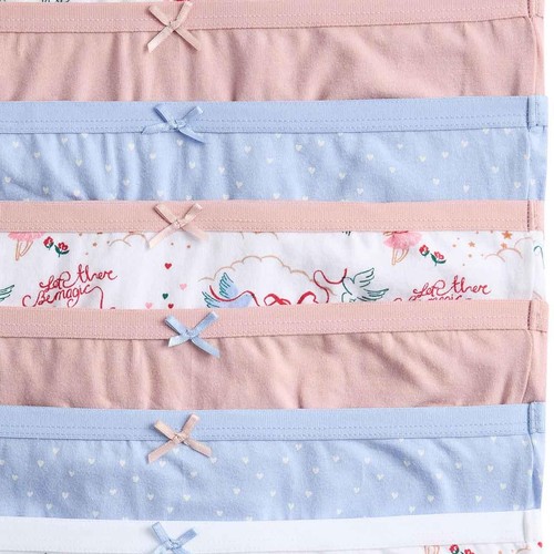 M&S Cotton With Stretch Heart Bow Knickers, 3-4 Years, Multi