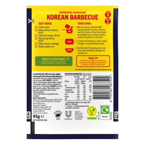 Colman's BBQ Korean Sauce Dry Packet Mix
