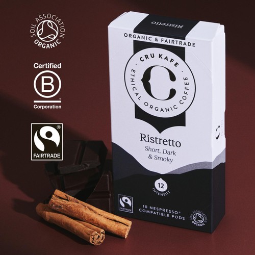 CRU Kafe Organic Fairtrade Ristretto Pods 10s