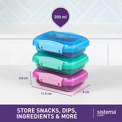 Sistema Lunch Containers 200ml 3 Pack Leakproof Storage
