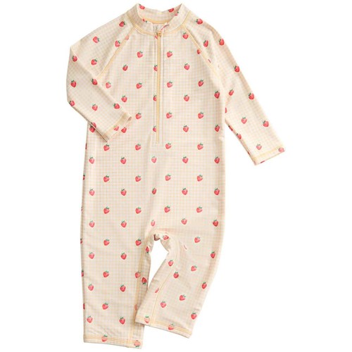 M&S Gingham Long Sleeve Swimsuit, 3-4 Years, Yellow