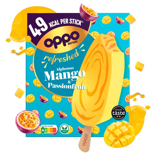 Oppo Refreshed Mango & Passionfruit Low Calorie Sorbetto Sticks