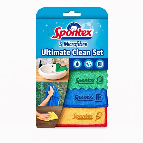Spontex Ultimate Microfibre Multipurpose Cleaner Kit Cloths & Duster