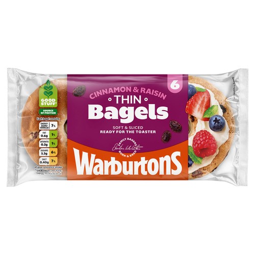 Warburtons Cinnamon & Raisin Thin Bagels
