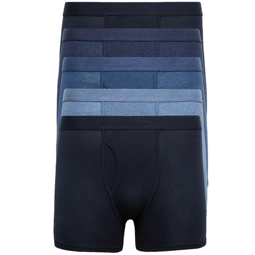 M&S Mens Cotton Stretch Cool & Fresh Marl Trunks, XL, Navy