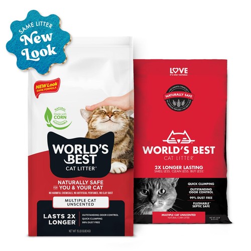 World's Best Multiple Cat Unscented Clumping Cat Litter