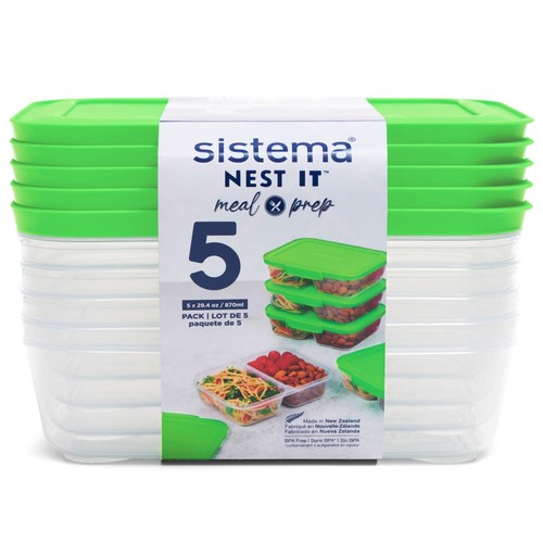 Sistema Nest It Meal Prep Containers 870ml 5 Pack Airtight
