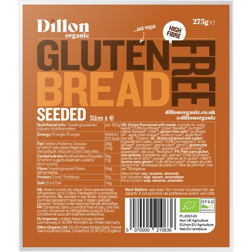 Dillon Organic Seeded Gluten Free Bread Dillon Organic Seeded Gluten Free Bread
