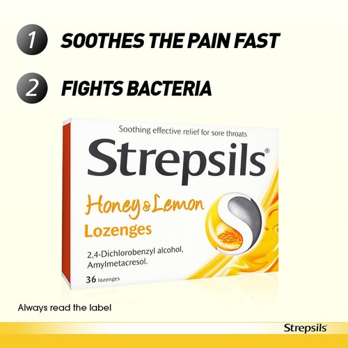 Strepsils Honey & Lemon Lozenges for Sore Throat 