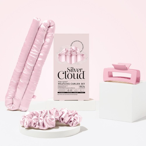 Silver Cloud Pink Heatless Curler Set