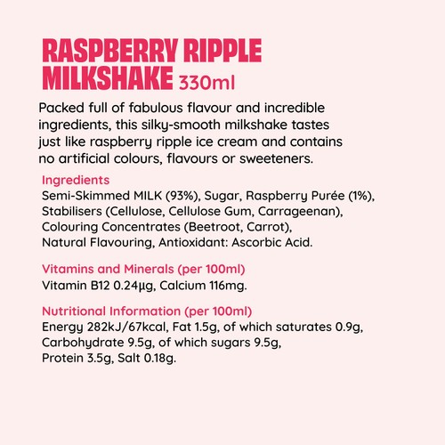 Shaken Udder Raspberry Ripple Flavoured Milkshake