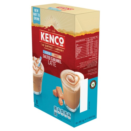 Kenco Salted Caramel Iced Hot Latte Instant Coffee 8 Sachets