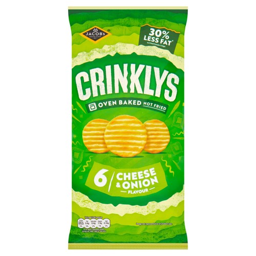 Jacob's Crinklys Cheese & Onion 30% Less Fat  Multipack Snacks