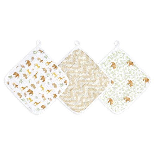 Aden+Anais essentials 3 pack cotton muslin washcloth set tanzania