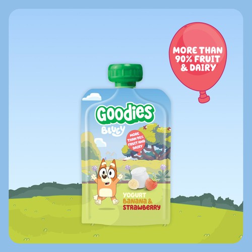 Goodies BLUEY Kids Snack Banana & Strawberry Yoghurt Pouch Multipack