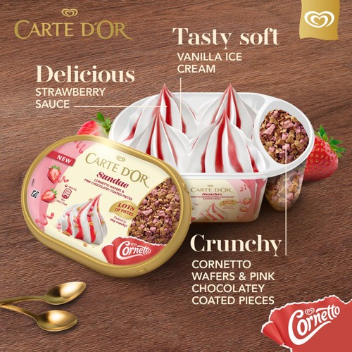 Carte D'or Sundae Strawberry Ice Cream Tub