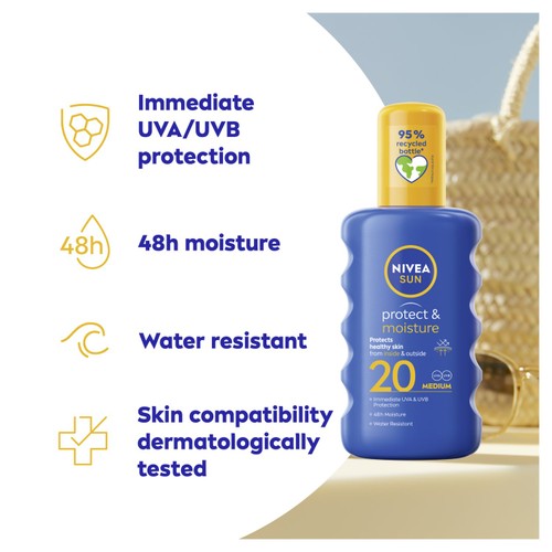 NIVEA SUN Protect & Moisture SPF 20 Sun Lotion Spray 