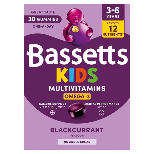Bassetts Blackcurrant & Apple Omega 3 & Multivitamins 3-6yrs