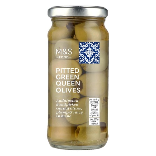 M&S Pitted Green Queen Olives