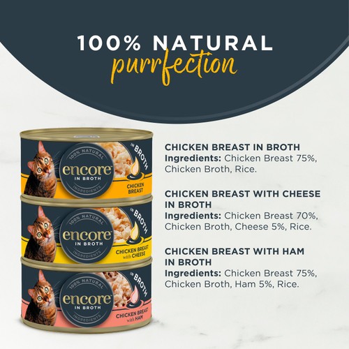 Encore Natural Wet Cat Food Multipack Chicken Selection Tins in Broth