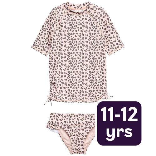 M&S Leopard Bikini with Rash Vest, 11-12 Years, Multi