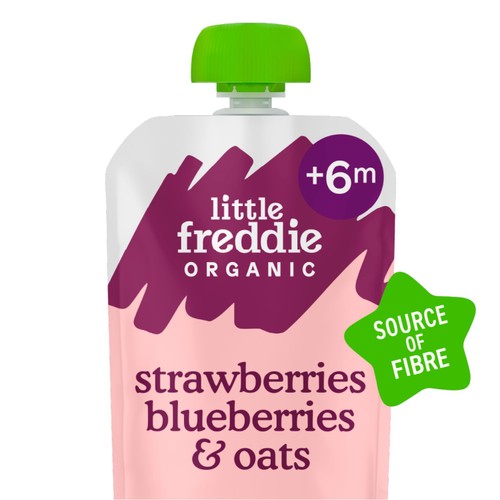 Little Freddie Strawberry, Blueberry & Oats Baby Food Pouch 6+ Months
