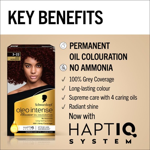 Schwarzkopf Oleo Intense Permanent Oil Colour 3-22 Deep Bordeaux Hair Dye