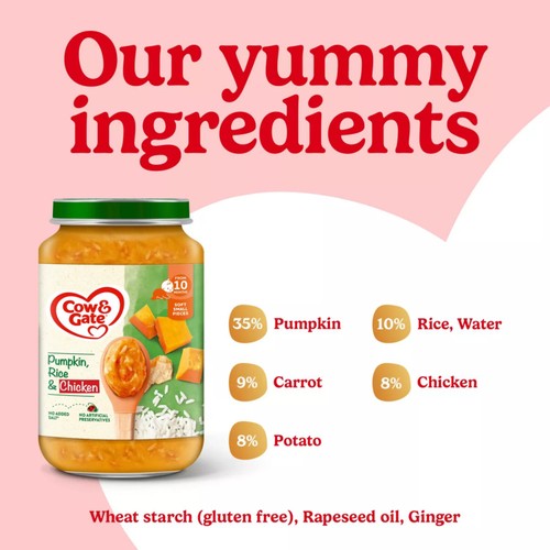 Cow & Gate Pumpkin Chicken & Rice Baby Food Meal Jar 10+ Months